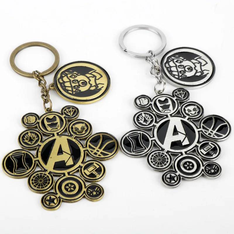 Miniso Anime Avenger Marvel Thomas Captain America Super Hero Metal Car Keychain Creative Keyring Key Holder Men Bag Pendant