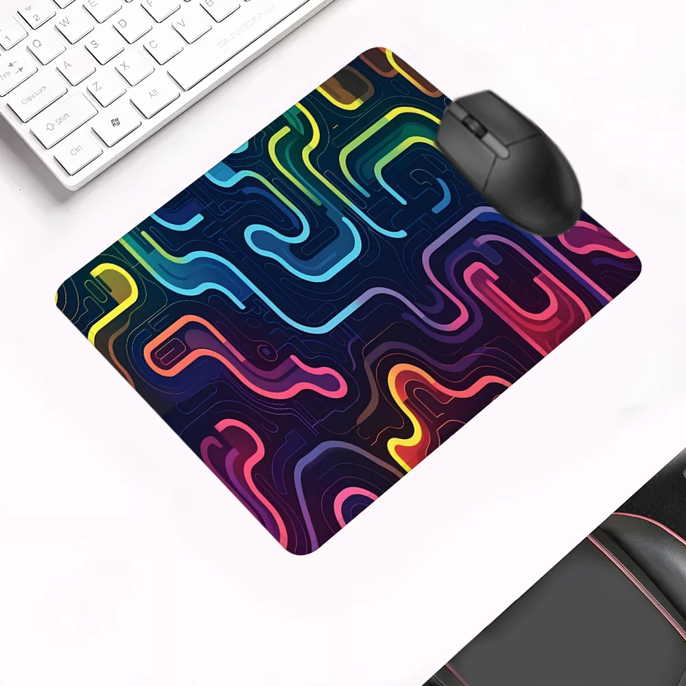 لوحة ماوس متاهة ملونة بتصميم كرتوني XXL قاعدة مطاطية للألعاب مع حافة مخيطة وسادة مكتب غير قابلة للانزلاق ملحقات مكتبية كبيرة #3