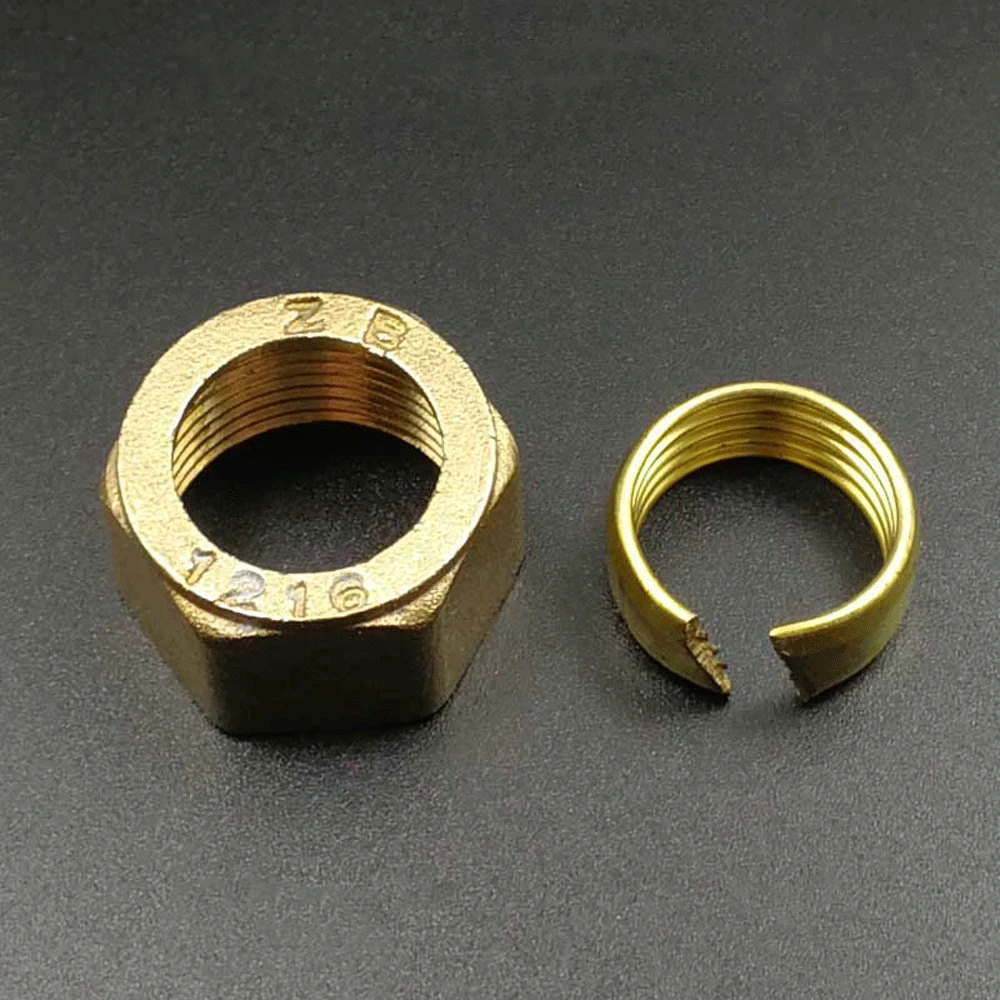 Brass Compression Pex 1216/1418/1620/2025/2632 Pipe Fitting Aluminum Plastic Pipe Ring and Nut