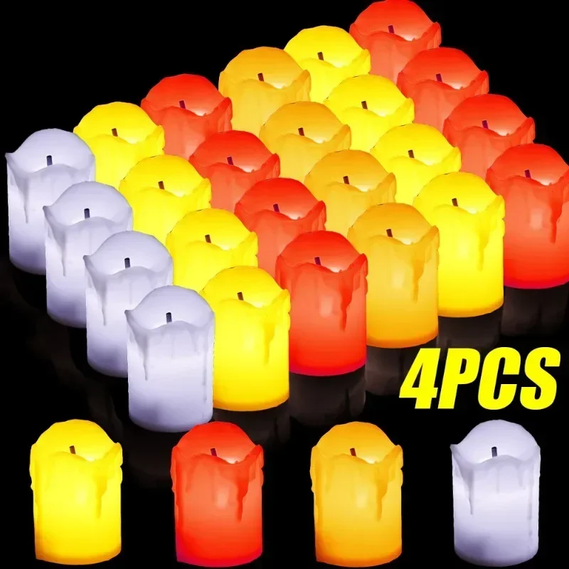 

1/4pcs LED Candle Lights Flameless Fake Candles Battery Powered Atmosphere Tealights Christmas Wedding Party Home Decorations