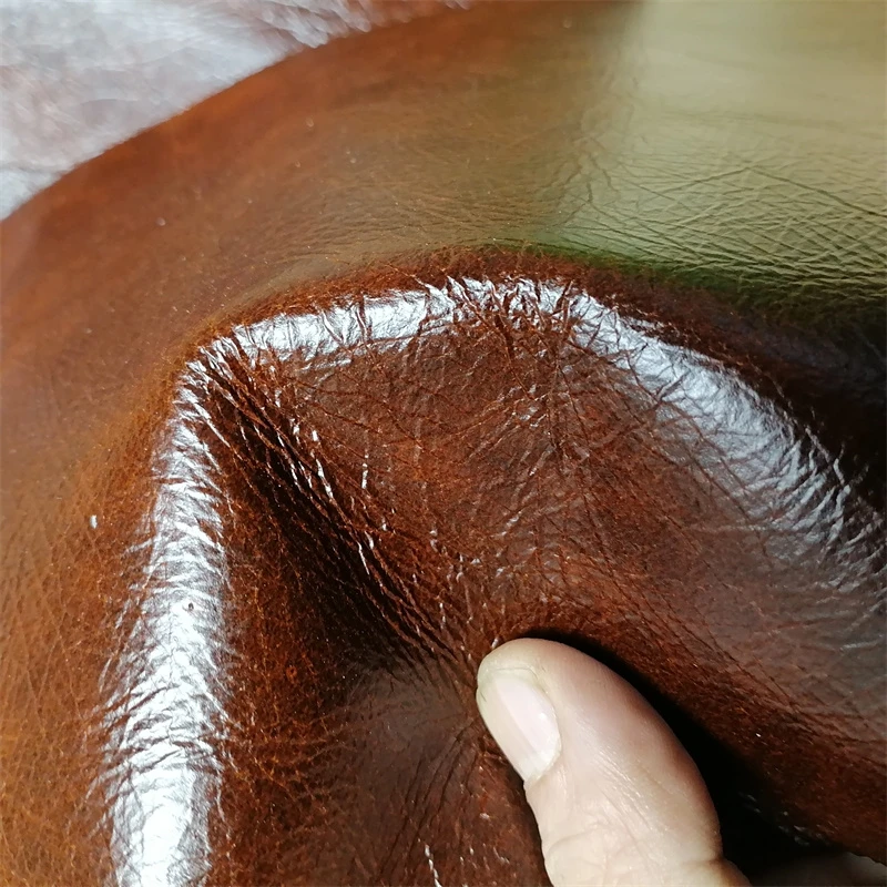 Brown Oil Wax Cowhide Top Layer Sofa Leather, Retro Color-Changing, Crazy Horse Leather Fabric, Upholstery Material, 1.2mm