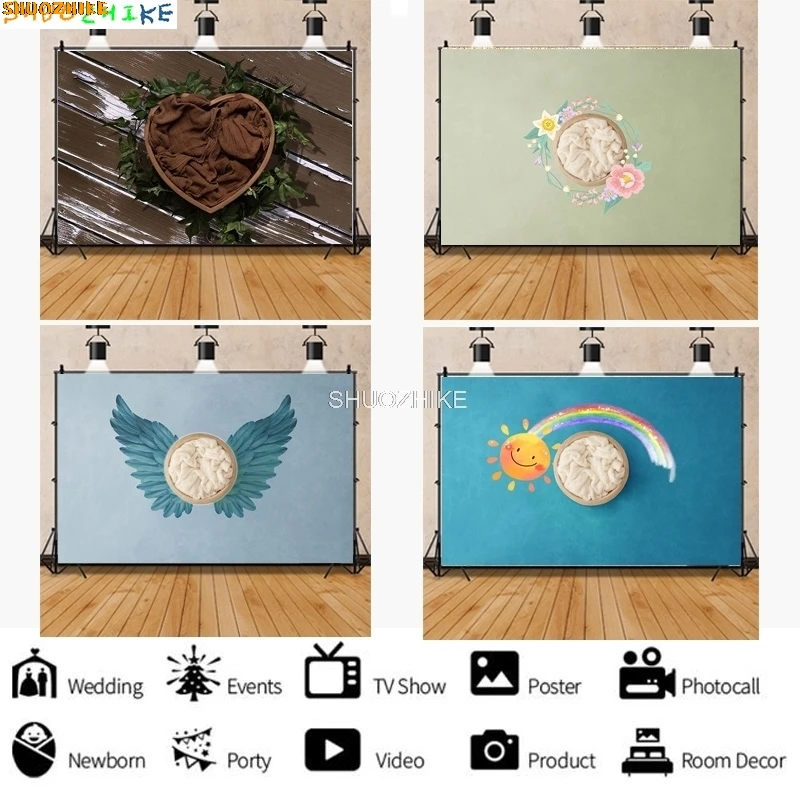 

Neonatal Portrait Photography Background Flowers Swing Birthday Art Background Baby Photo Gallery Props LET-02