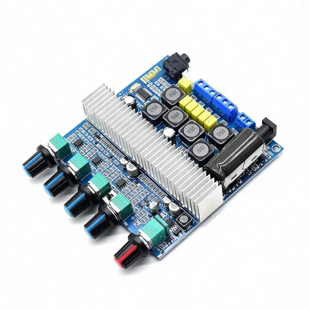 Audio Power Amplifier Board TPA3116 Bluetooth 5.0 2.1 Channel Digital Subwoofer Amp Module With Metal Housing For DIY Speakers
