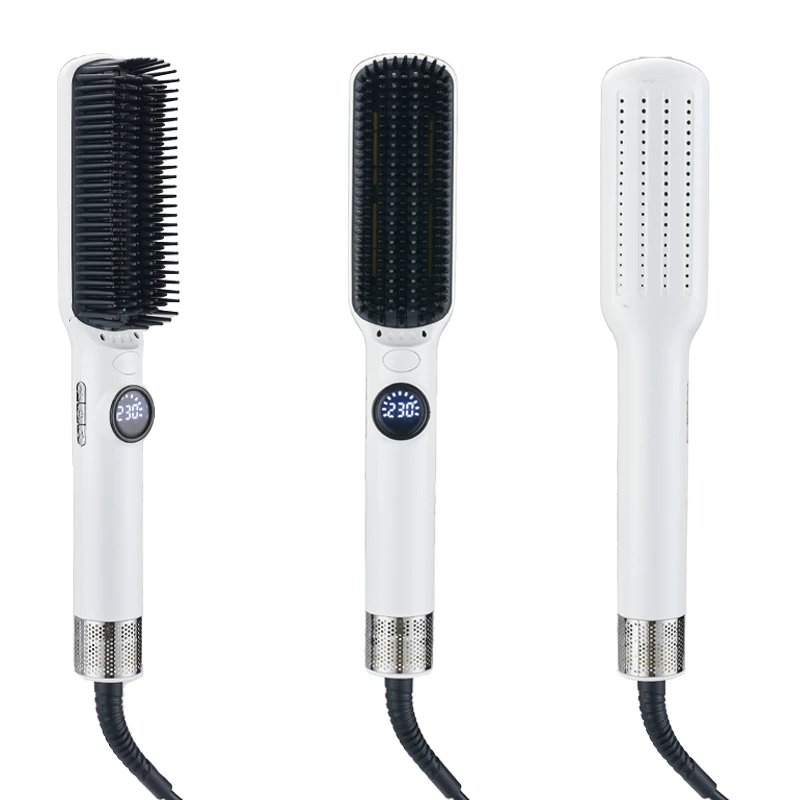 Electric Hair Straightener Brush Enhanced Ionic Ceramic Handle Household Styling Plastic & Nylon Material Brush