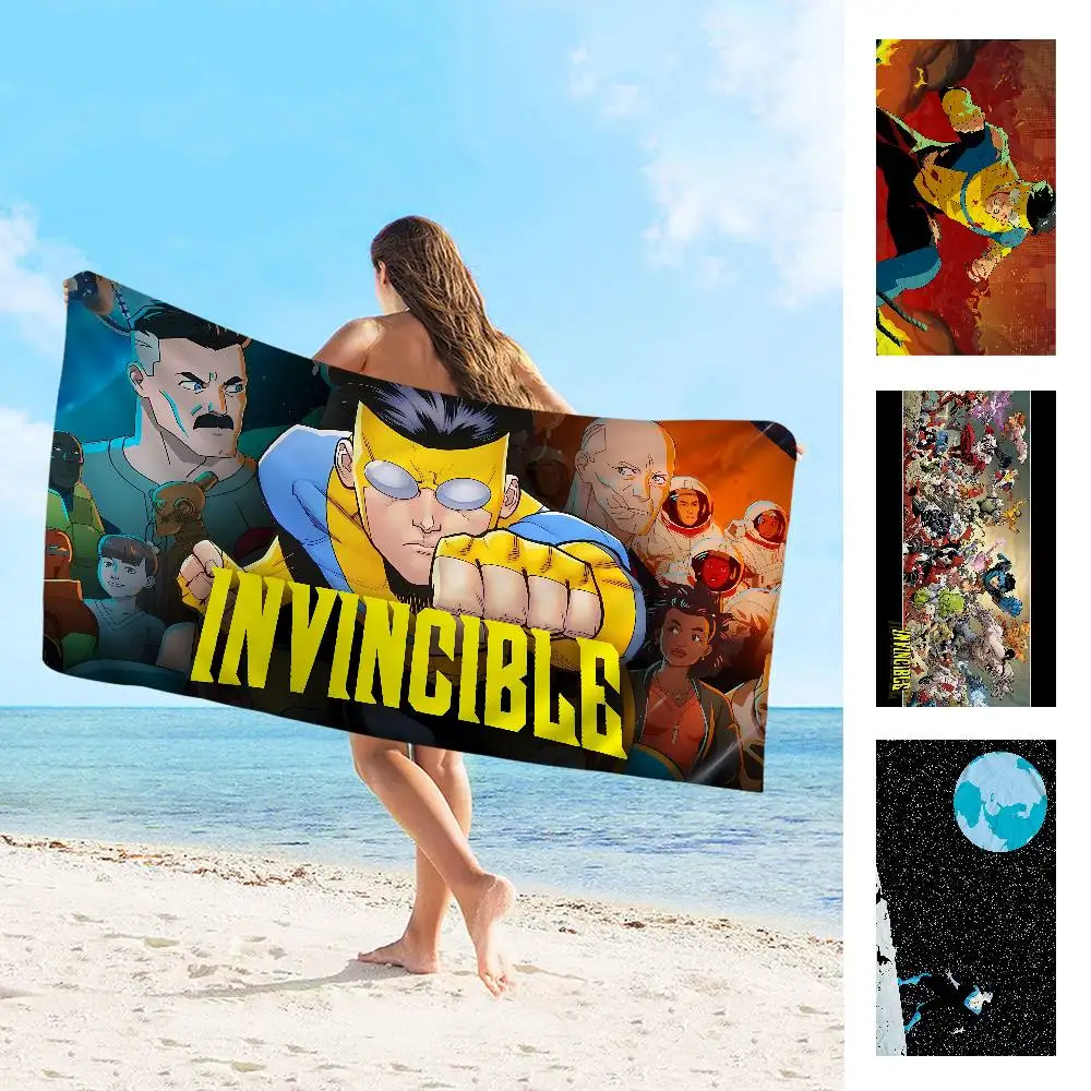 Superhero Series I-Invincible Movie Bath Towel Microfiber Soft Water Absorbing Breathable For Girl Kids Decorative Beach Towel