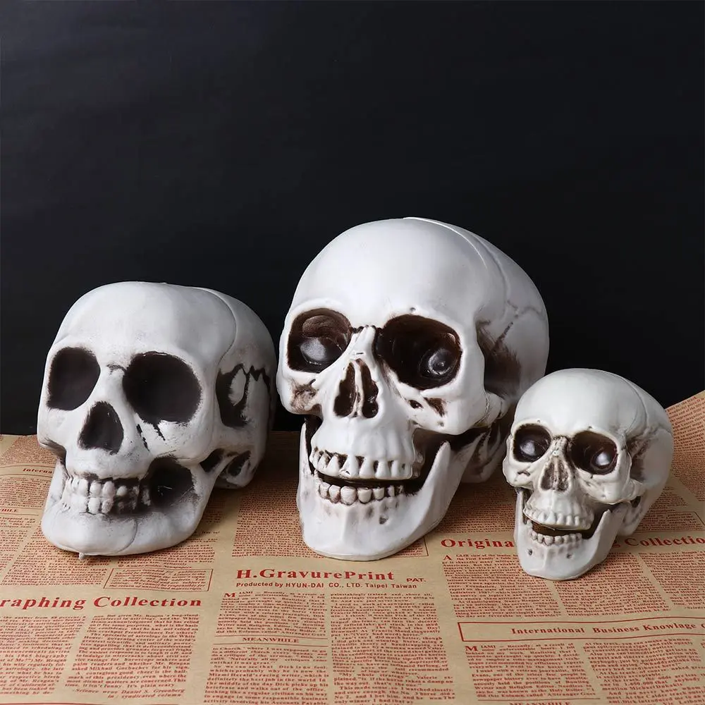 Statue Photo Prop Plastic Home Decor Halloween Scary Party Bar Sculpture Bone Skeleton Photo Prop Skull Bone Skull Head