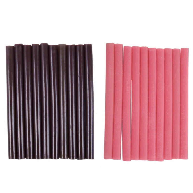 20Pcs 100Mm X 7Mm Adhesive Hot Melt Glue Sticks For Hot Melt Glue Gun Brown With Pink