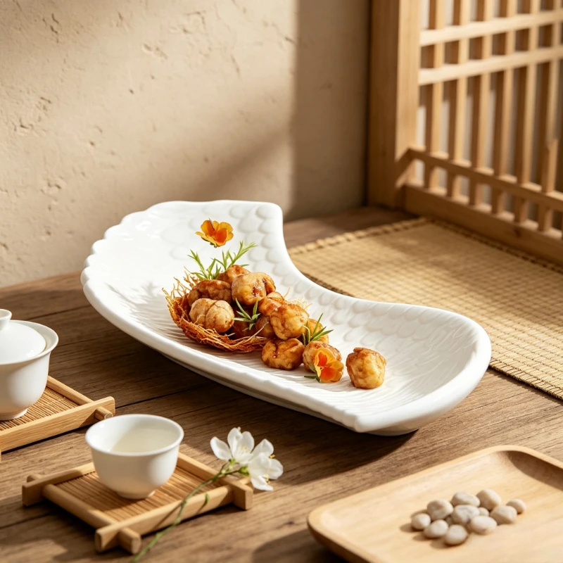 European Ceramic Platter Sushi Sashimi Serving Dish for Restaurant Commercial Use Creative Italian Style Shallow Plate Gift