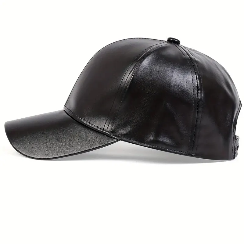 Unisex Light Leather Solid Color Baseball Caps Spring and Autumn Outdoor Adjustable Casual Hats Sunscreen Hat