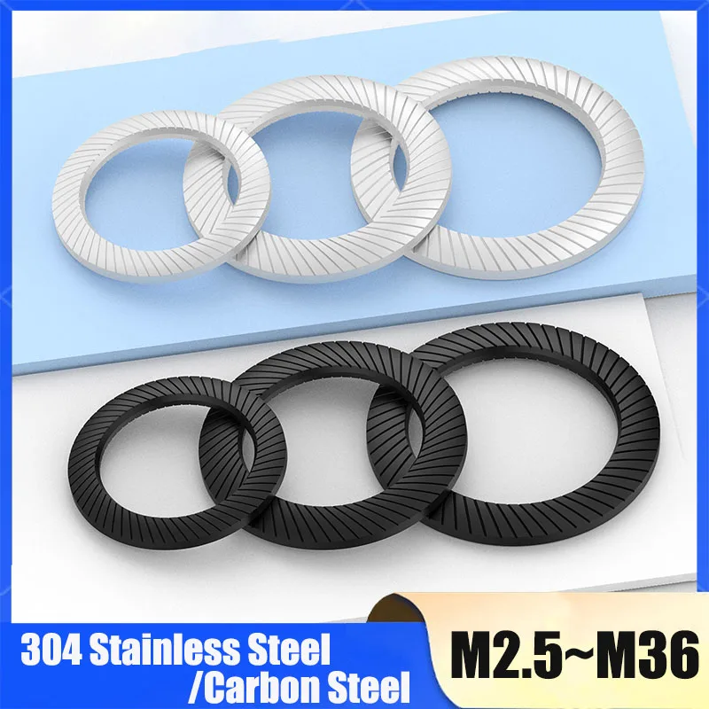 1~30Pcs 304 Stainless Steel/Carbon Steel Double-Sided Toothed Washer M2.5 M3 M4 M5 M6~M36 Self-Locking And Anti Loosening Gasket