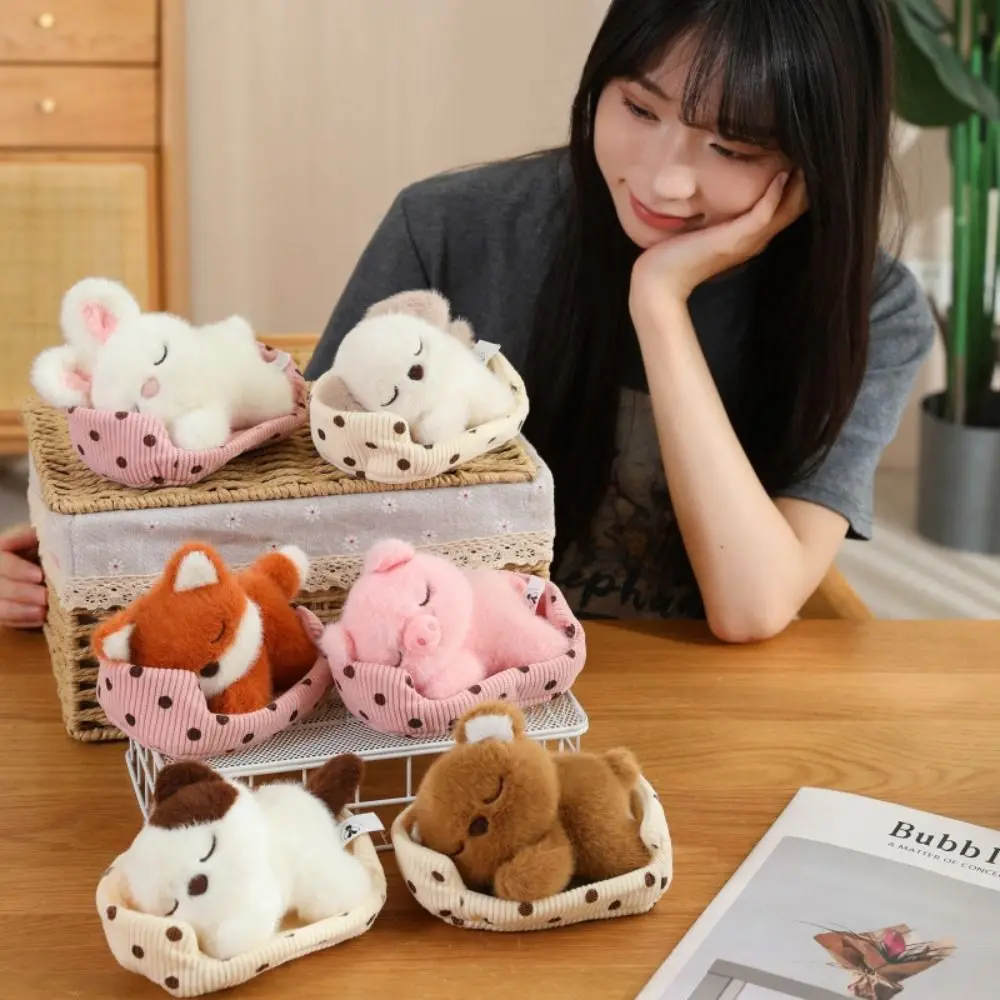 

PP Cotton Sleep Animal Plush Toys Fluffy Appease Lie Prone Animal Toys Collection Comfortable Cartoon Rabbit Bear Pig Doll