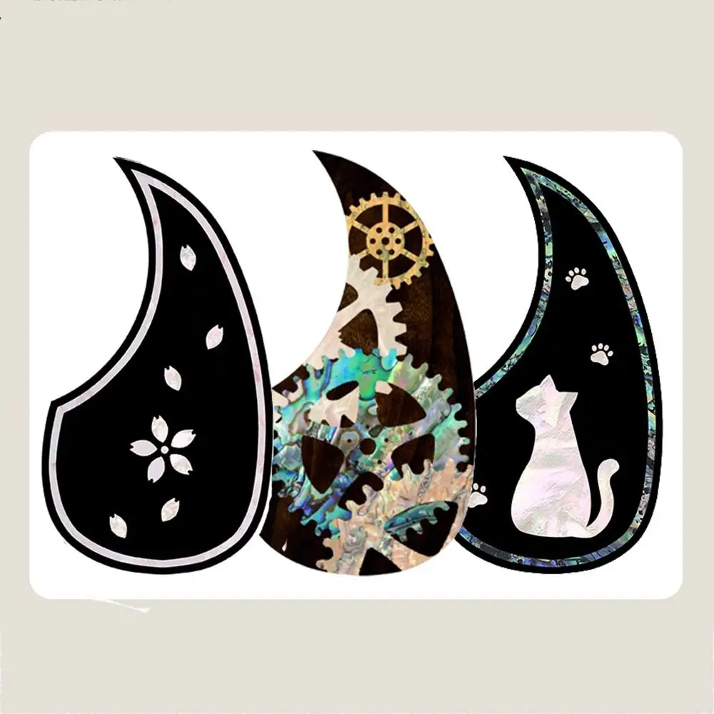 Self-adhesive Folk Guitar Pickguard Teardrop PVC Pick Guard Sticker Printed Pattern Guitar Accessories Scratch Plate