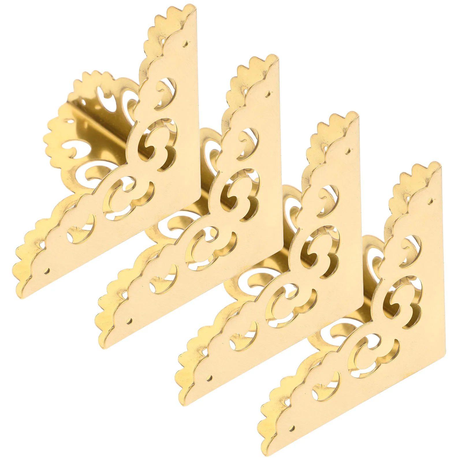 

4Pcs Vintage Copper Corner Guards Jewelry Decorative Metal Edges Protectors Protective Cover