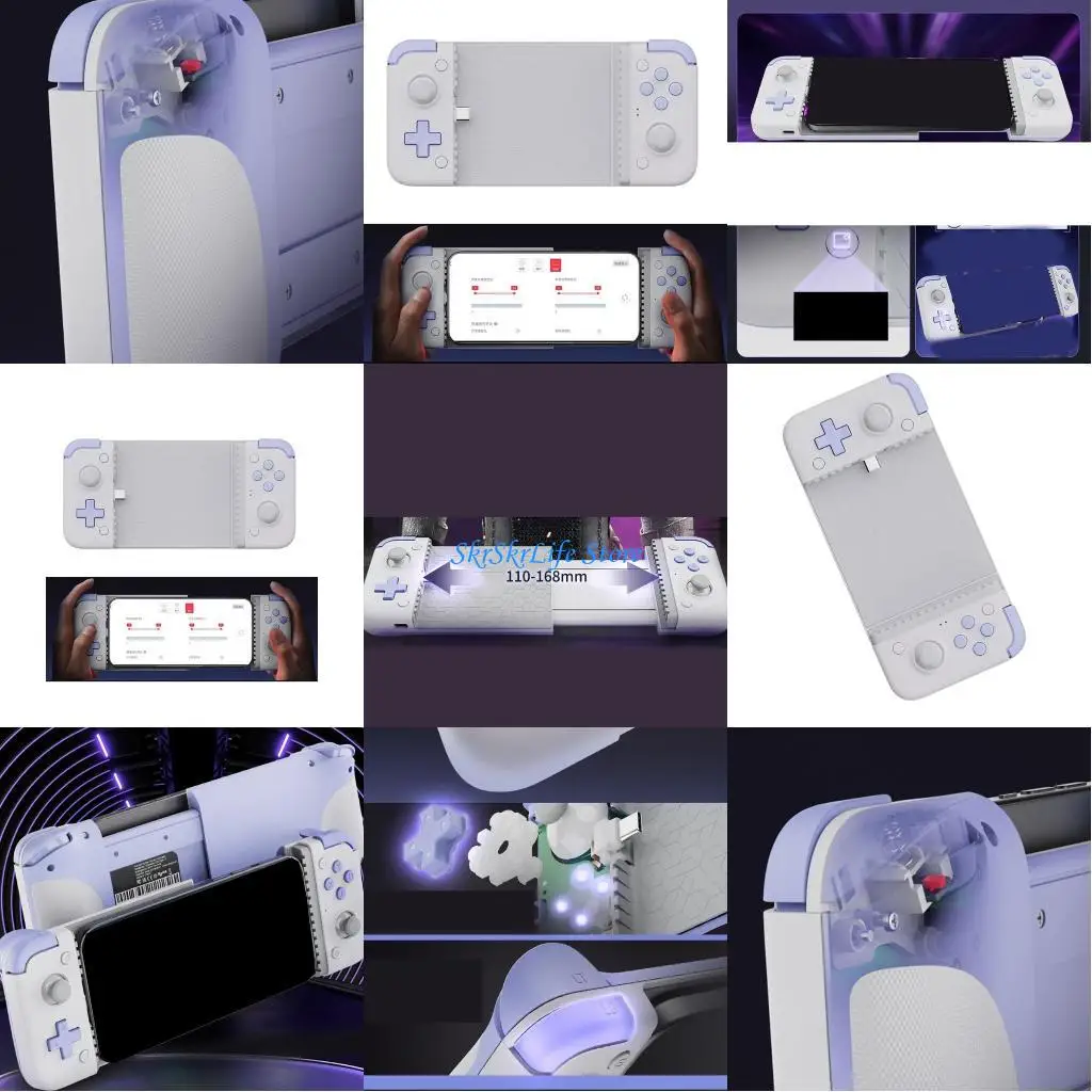 

E65E Telescopic Gamepad Hall Effect Triggers Joystick Controller Stretchable Joystick with Type C Port