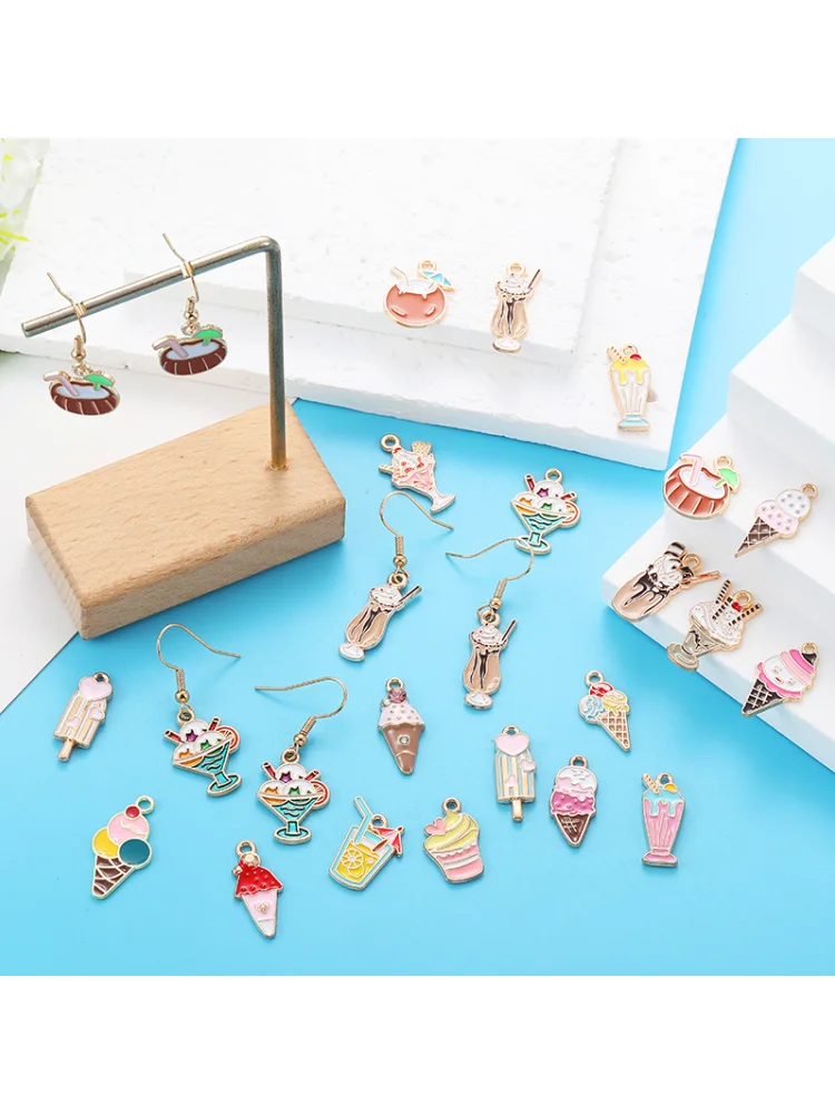 Breloques en alliage de crème glacée en émail, 5 pièces, 20 styles, pour Bracelets, colliers, boucles d'oreilles, pendentifs, accessoires de fabrication de bijoux à faire soi-même, W440