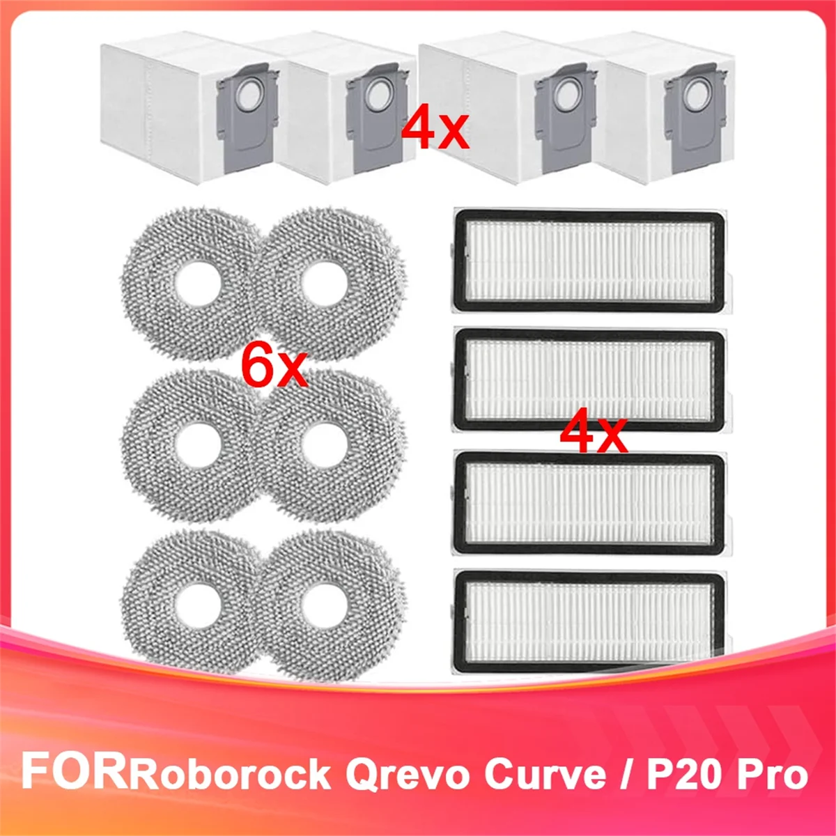 

FZFZ 14 Pack Replacement Parts Kit for Qrevo Curve / P20 Pro Robot Vacuum Cleaner, HEPA Filters, Mop Pads,Dust Bags