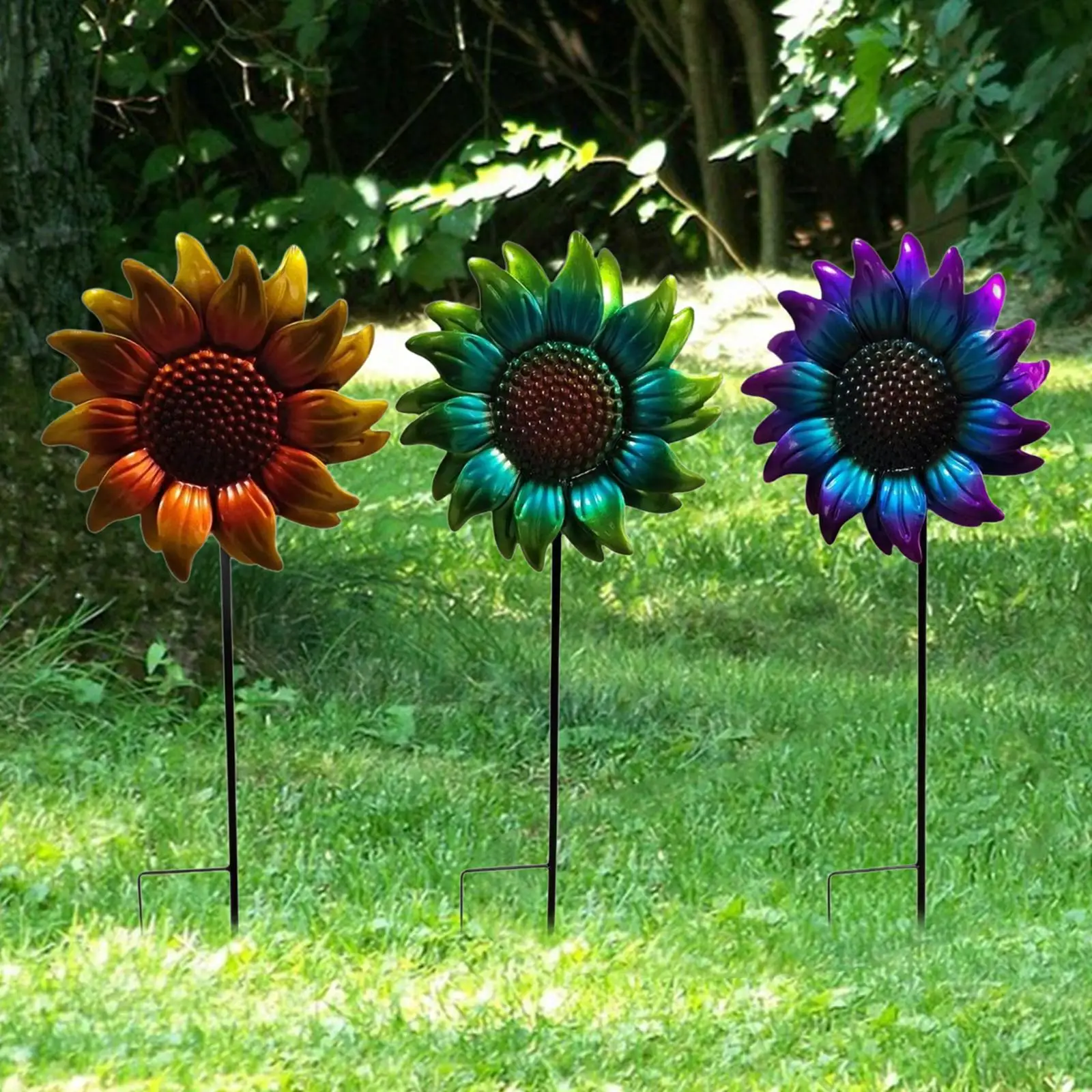 Sunflower Garden Stake Garden Decor for Outside Portable Stylish Rustic Spring