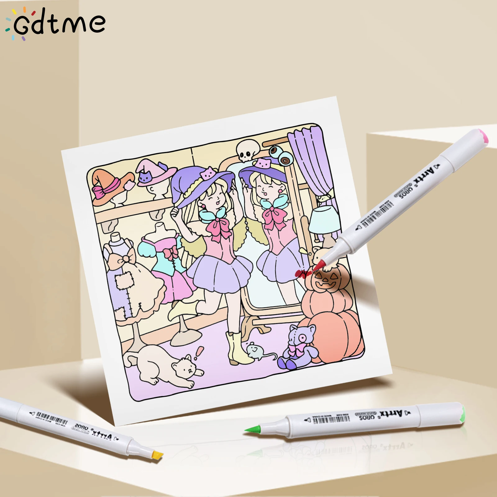 كتاب تلوين لطيف ومخيف للفتيات الساحرة للبالغين، نمط سهل الاسترخاء للأطفال، كتاب رسم تعليمي يدوي الصنع #5