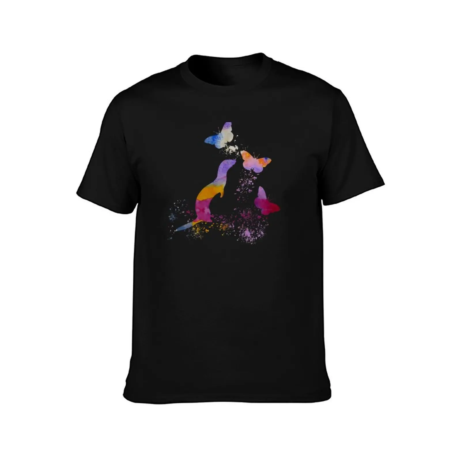 Water color Ferret T-Shirt, Summer Casual Cotton Tee, Oversized Streetwear Tops, Vintage Graphic Print, Loose Fit Short Sleeve