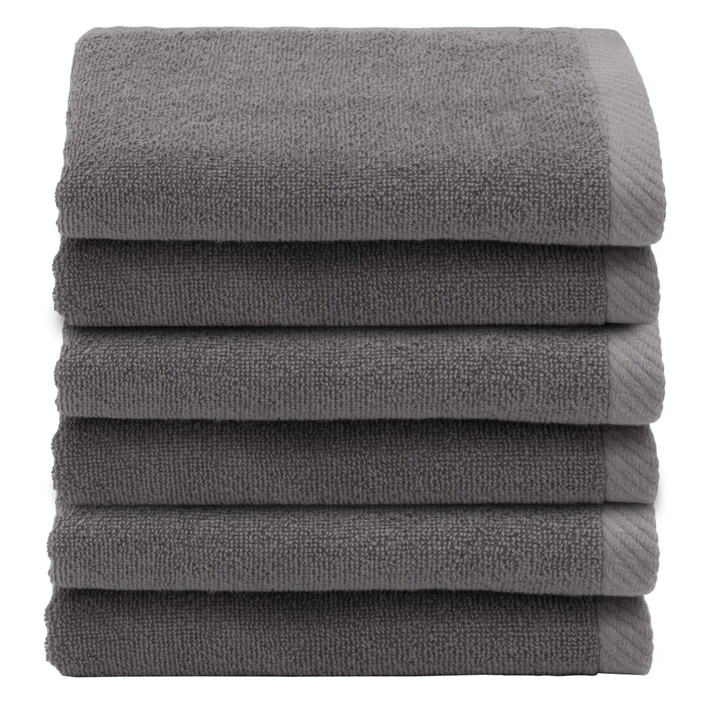 

Authentic Hotel and Spa 100% Turkish Cotton Ediree Fingertip Towels - Set of 6 Charcoal