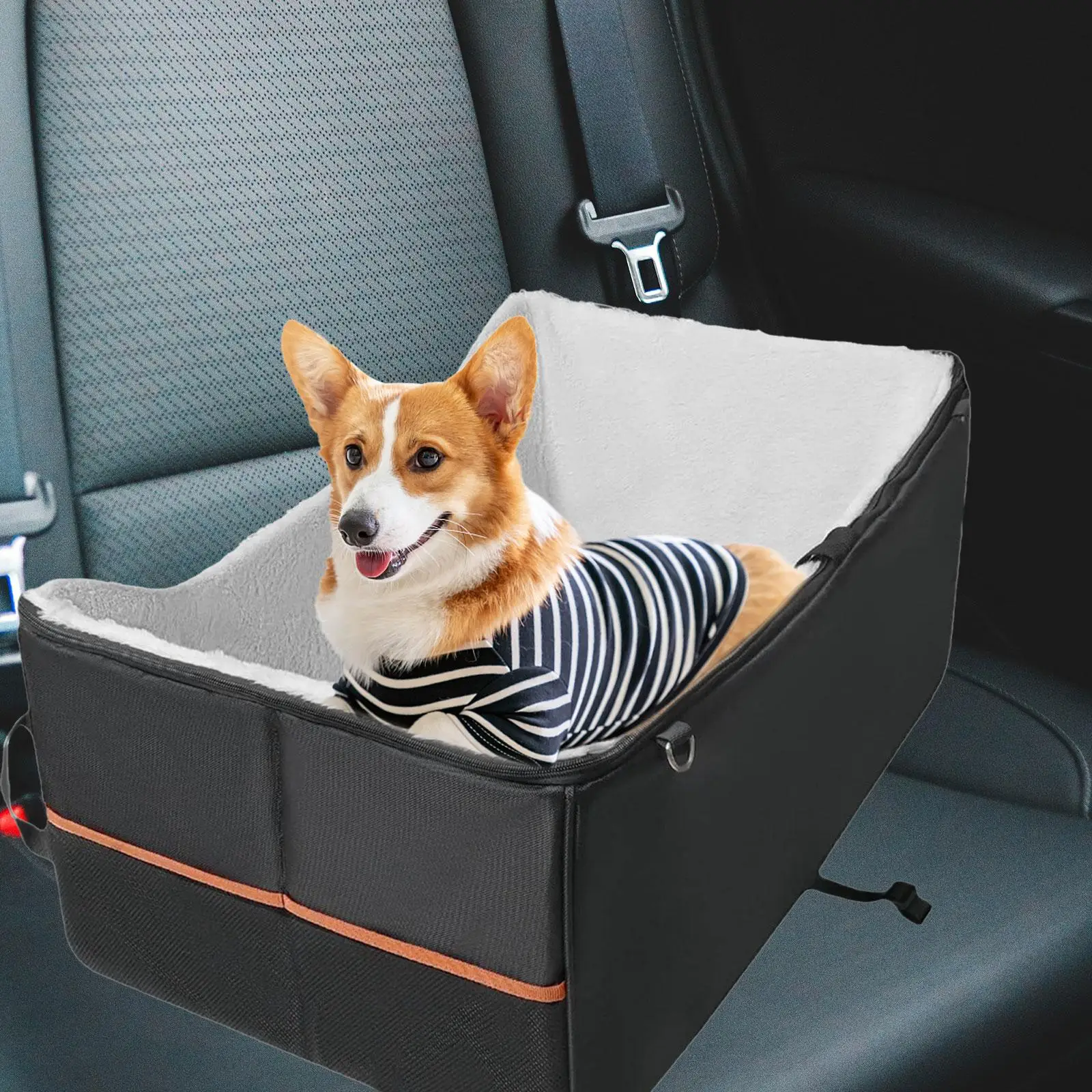 Portable Pet Dog Puppy Seat Car Carrier Removable for Back Seat Versatile Black