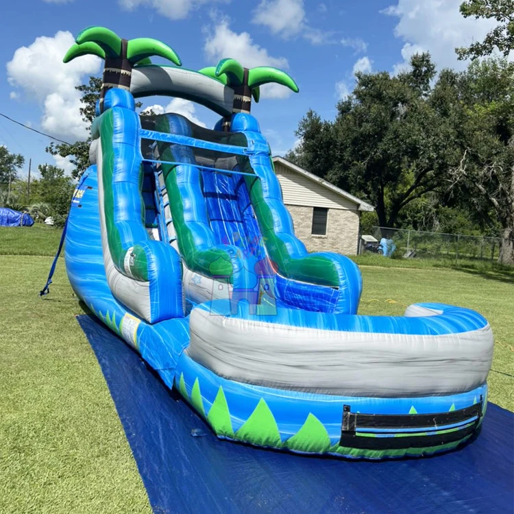 Commercial Blue Crush Water Slide Inflatable Bouncer for Kids Backyard Vinyl Air Trampoline for School & Educational Occasions