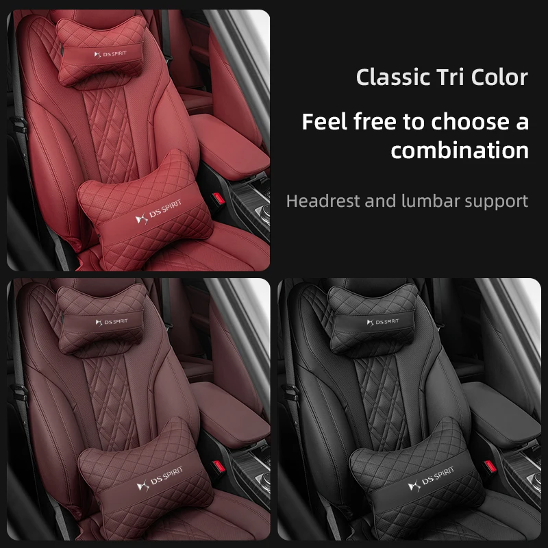 Car Seat Headrest Pad Protect Lumbar Cushion Accessories For DS DS4 DS6 DS7 DS9 DS4S DS5 5LS DS3 WILD RUBIS SPIRIT E-Tense Logo