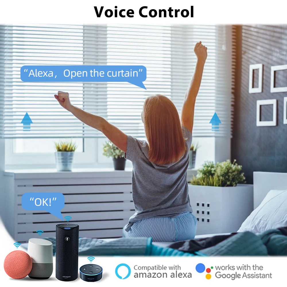 Qcsmart Rolluiken 79*79 Drukknop Gordijnen Knop Schakelaar Tuya Smart Life Connected Wifi Voice Control Alexa Google Home