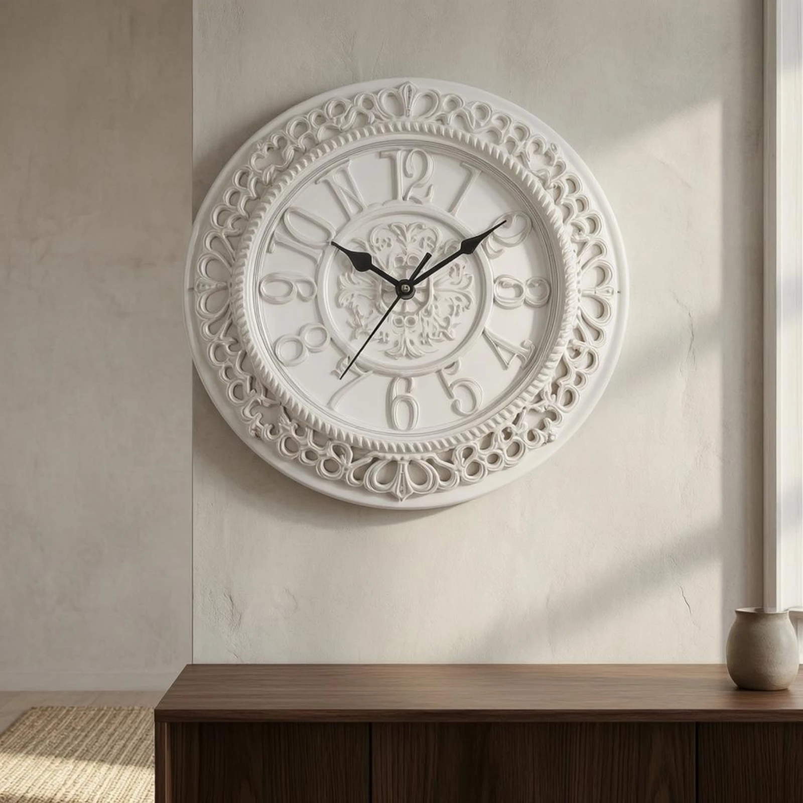 Vintage Round Wall Wall Clock Antique-Inspired Vintage Wall Wall Clock Home Decor Quartz Movement Decorative Finish