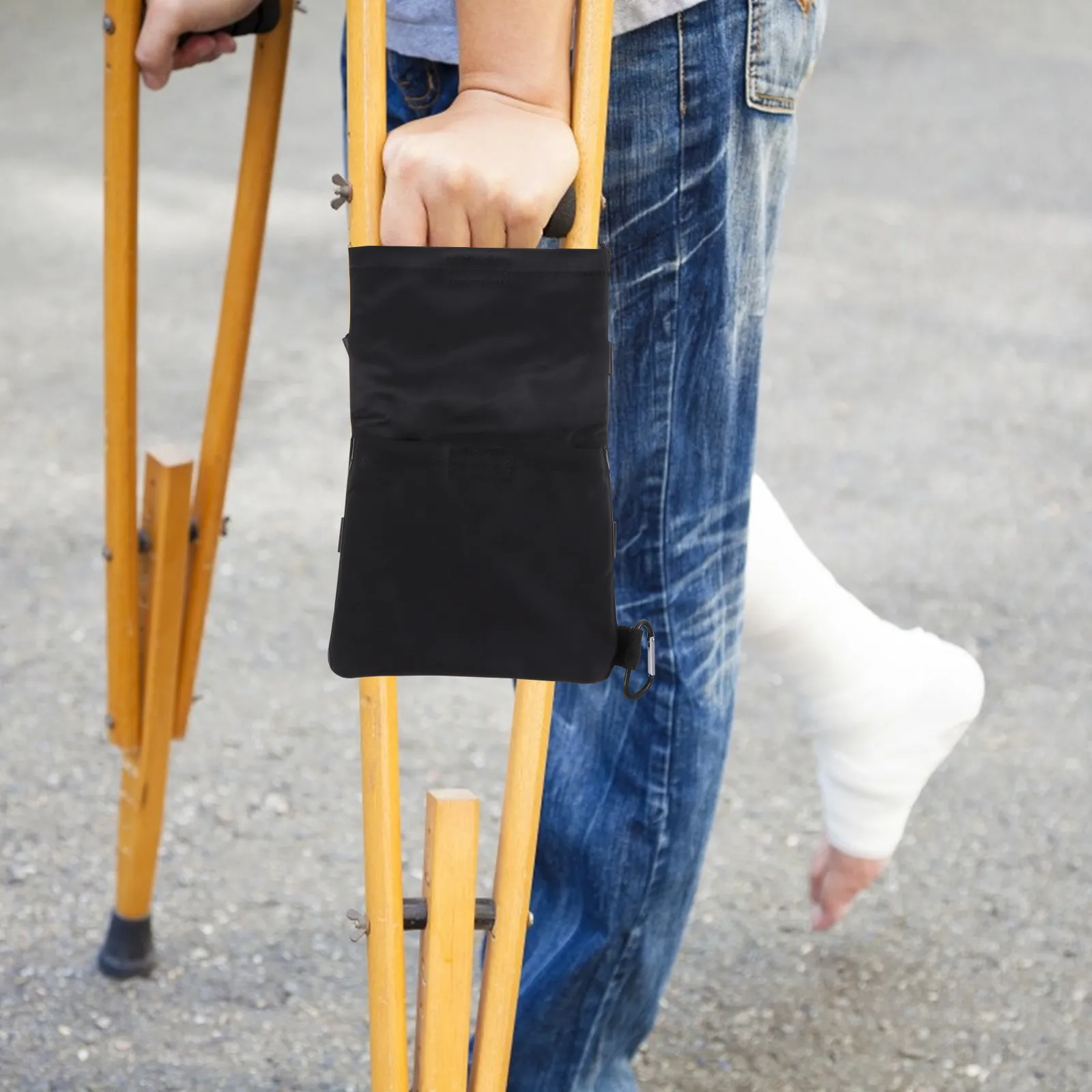 Crutch Pouch Bag Double Pocket Multifunctional Adjustable Loop Underarm Storage Portable Crutches Accessories Oxford Travel