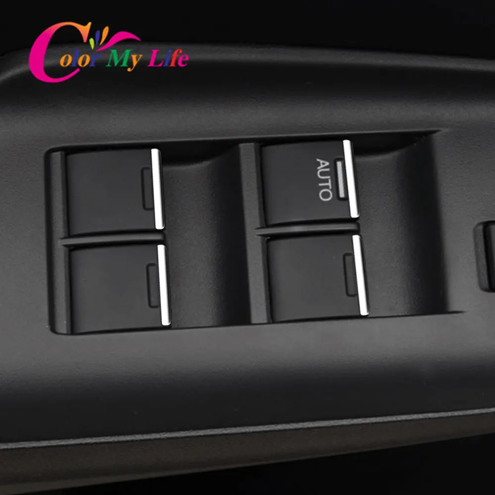 Windows Lift Switch Sticker Door Button Interior ABS Chrome Trim Decoration Sticker for Honda CRV CR-V Fit HRV City Accord