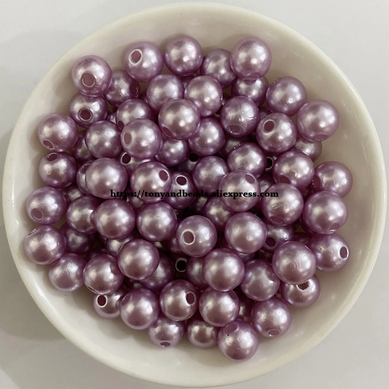 Acryl-Imitationsperlen, runde Kugel-Abstandsperlen, 4, 6, 8, 10, 12 mm, wählen Sie Größe und Farbe für die Schmuckherstellung, DIY, Lochgröße 1,5 mm – Detail 3