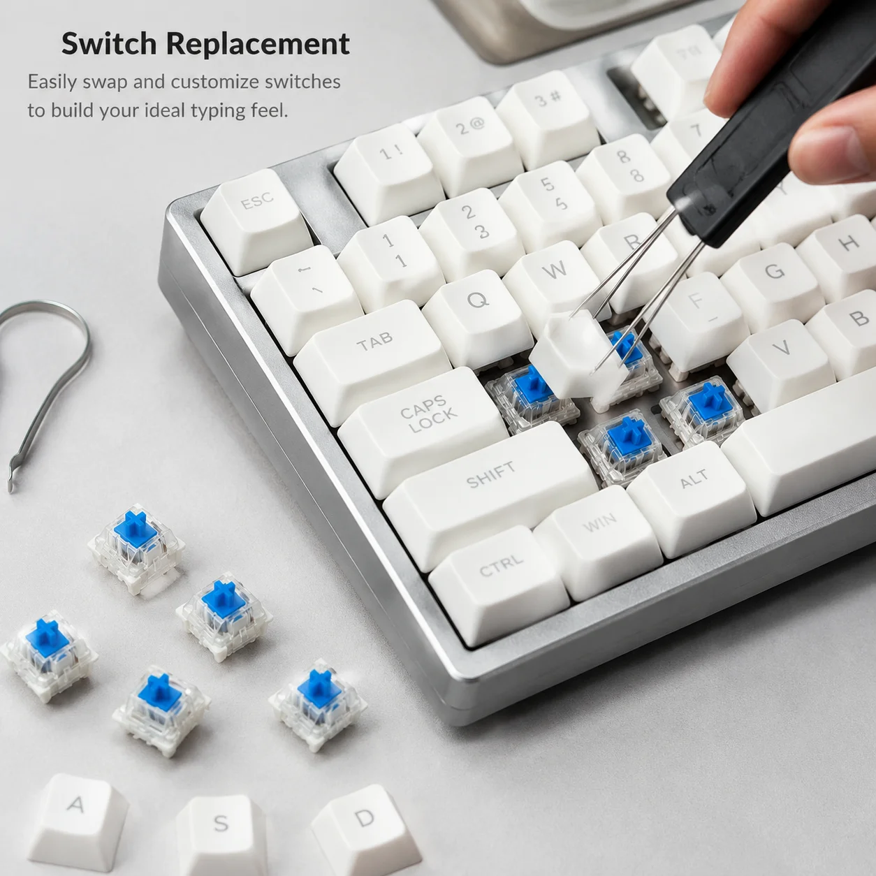 30/50 PCS 3 Pin Blue Mechanical Keyboard Switch,Hot Swappable Replacement Parts For Custom Keyboard - view 2