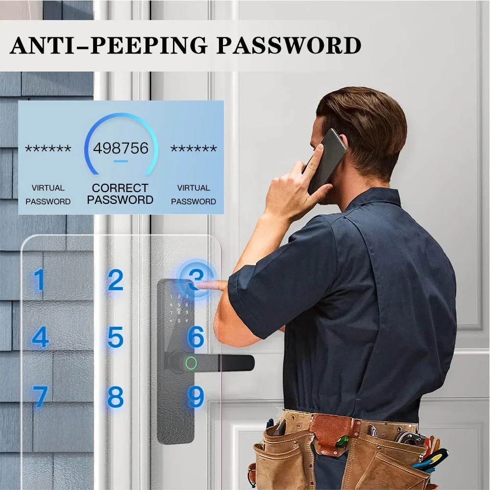 Tuya Wifi Digital Electronic Lock Smart Door Lock With Indoor Lock Remote Unlock Keyless Lock Security Anti-theft Smart Home