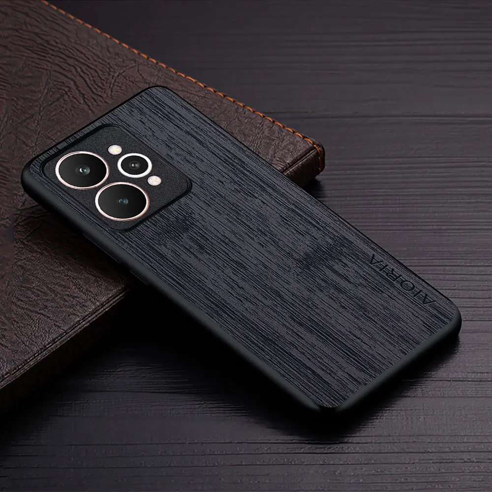 Case for Realme 15 15T 10 Pro Plus 4G 5G funda bamboo wood pattern Leather phone cover Luxury coque for realme 15 pro case capa