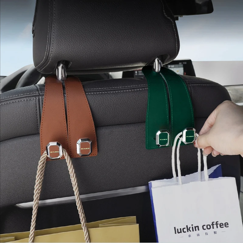 

1 шт. металлический крючок для подголовника автомобильного сиденья 2-в-1, мягкая кожаная вешалка на спинку сиденья для Nissan Nismo GTR Altima Qashqai Almera Navara