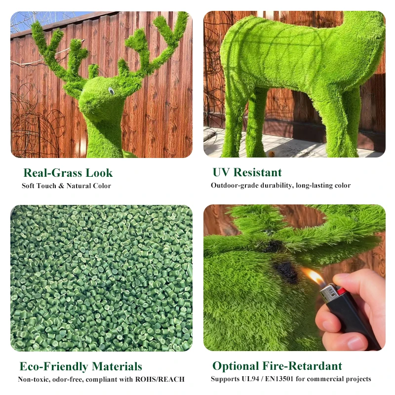 Animal Shape Landscape Sculpture Weather Resistant Outdoor Decoration Artificial Grass Sculpture