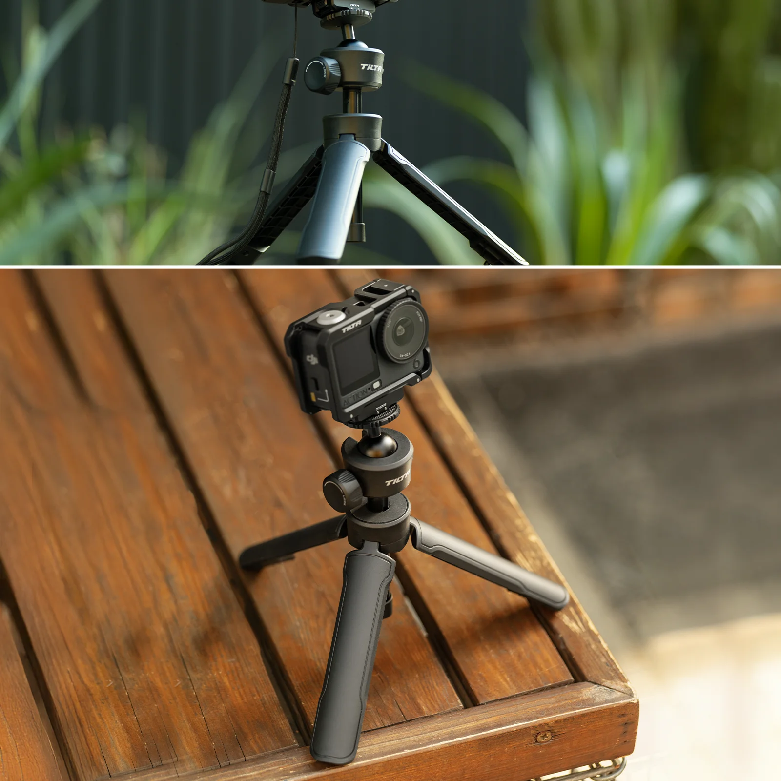 TILTA Schnellverschluss-Selfie-Stick-Stativ, Mini-Automatik-Handystativ, aufklappbarer Bodenständer für Outdoor-Reisen und Vlogs TT-SS-BH-B – Detail 2