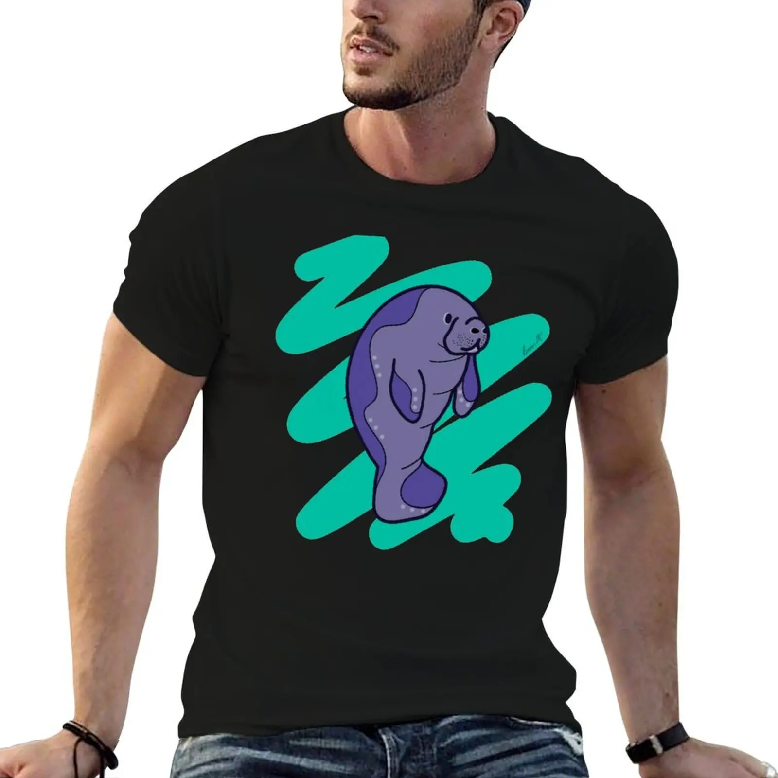 

Oh the Hue-Manatee T-Shirt black cotton t-shirt plain for man package man t shirts cotton t shirts for man graphic funny T-shirt