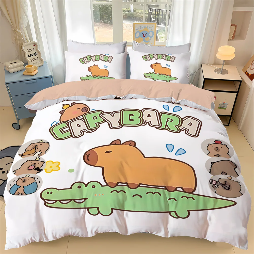 

3D Cute Capybara Print Bedding Set Capybara Duvet Cover Pillowcases Adult and Children Quilt cover Single Double Large
