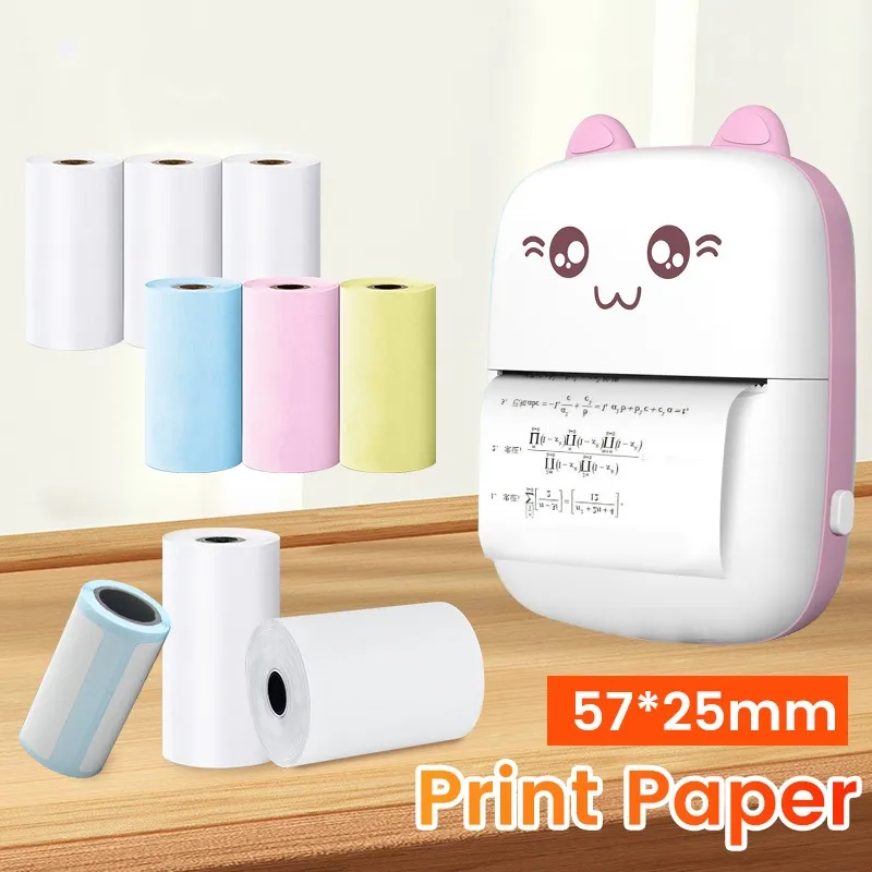 Rollo de papel autoadhesivo térmico para impresora Mini, 57 pegatina de x 25mm, HD, Color, impresión instantánea, cámara para niños