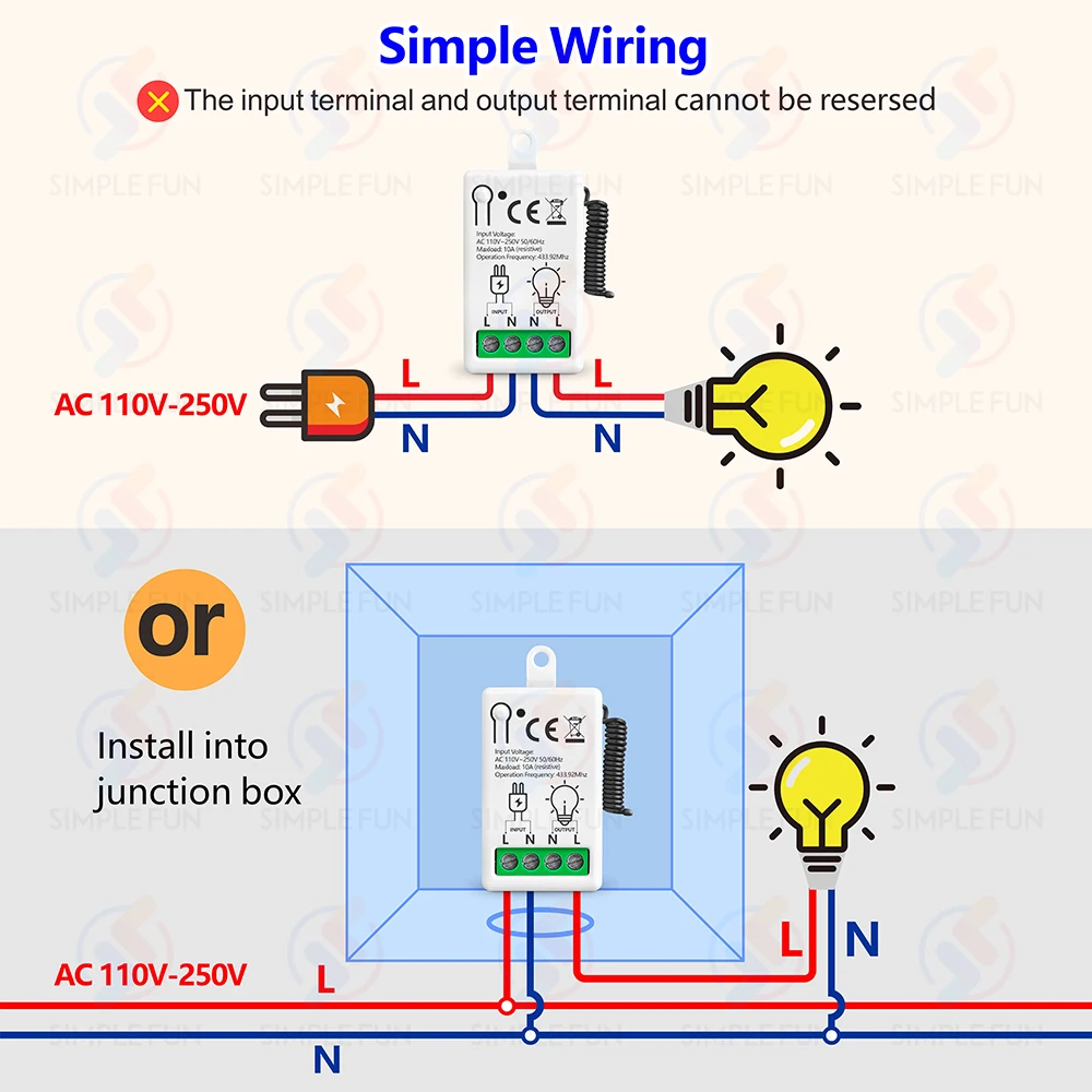 Bezprzewodowy przełącznik światła na podczerwień 433 MHz, 110 V 220 V 230 V, bezprzewodowy przełącznik dotykowy typu 86, mini moduł przekaźnika RF do lamp LED — zdjęcie produktu 6
