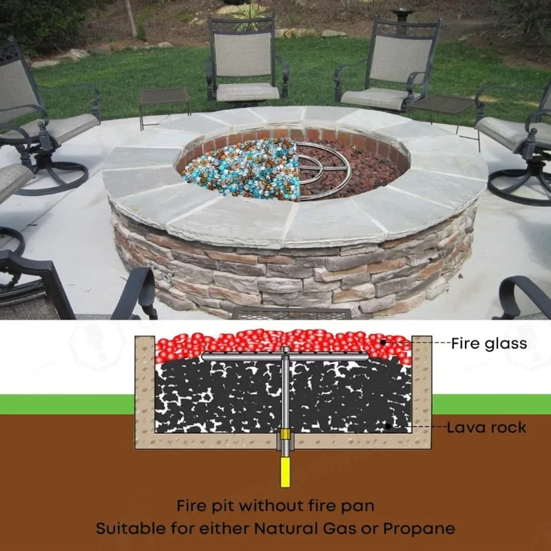 18 Inch Propane Fire Pit Burner Ring Kit Fire Pit Control System Valve Hose Assembly Outdoor Heating Accessory
