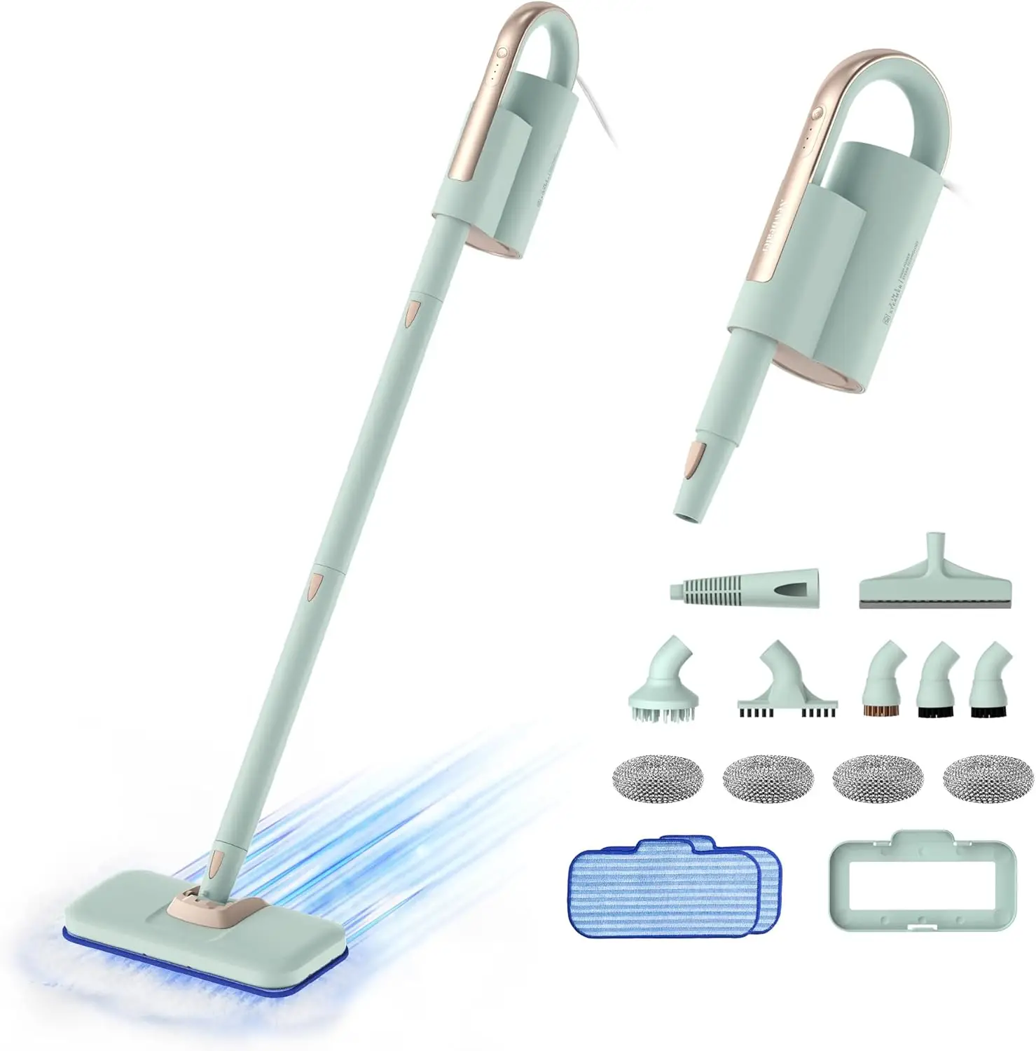 Steam Mop & Detachable Handheld Cleaner, 250ml 1200W Powerful Floor Steamer, 3 Adjustable Levels for Carpet Laminate Hardwood Gr