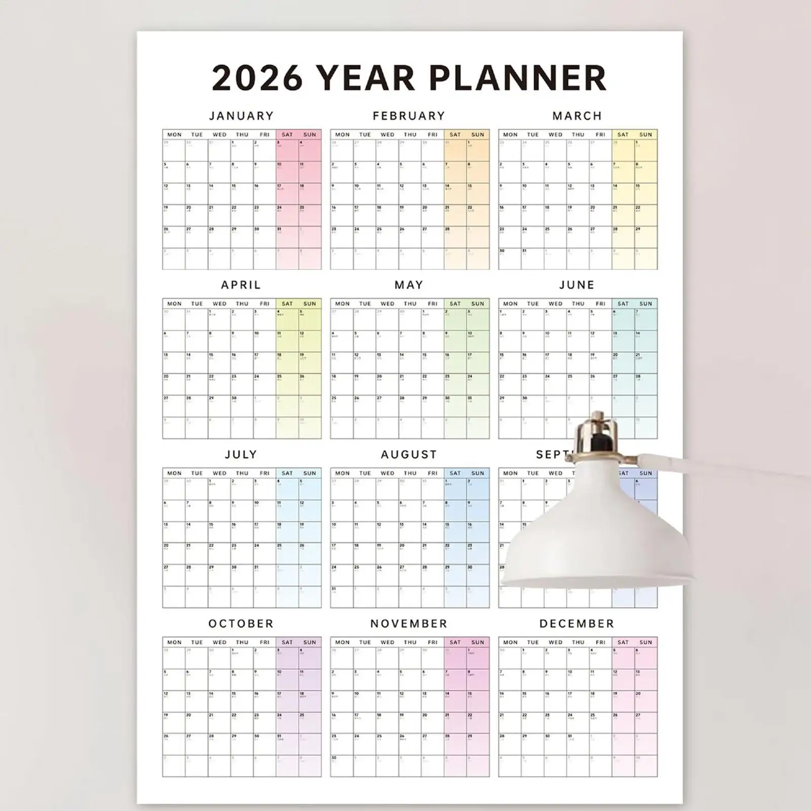 

Новый настенный календарь на 2026 года, 12 месяцев, на 2026 год, ежедневно, еженедельно, ежемесячное время, органайзер-планировщик, декор для домашнего офиса, подвесной календарь