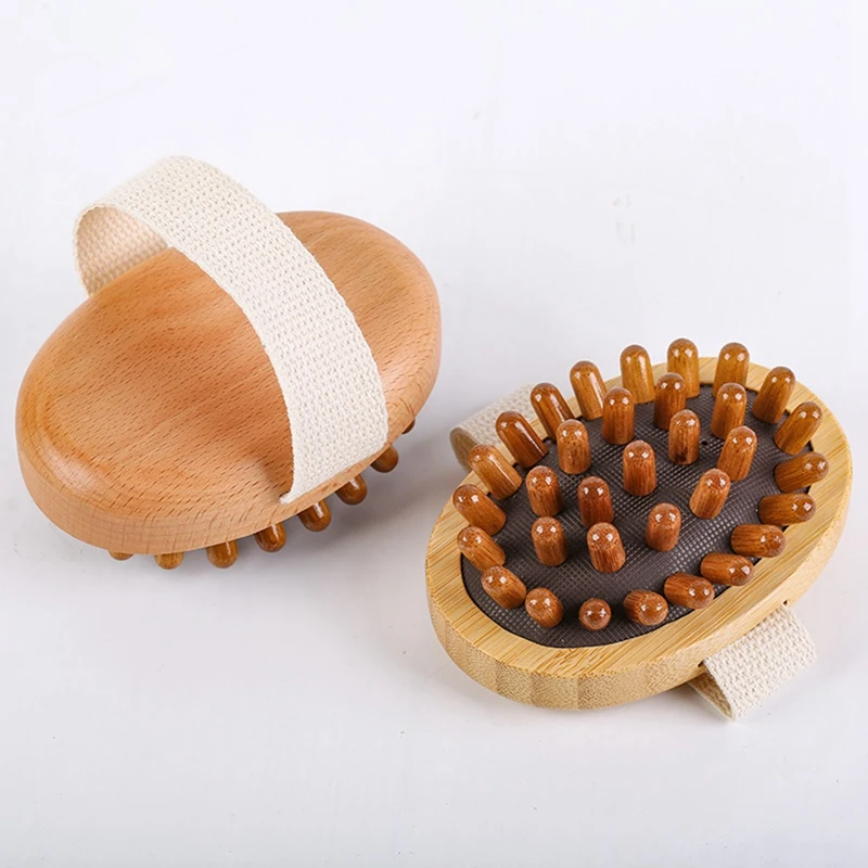 Body Anti Cellulite Brush Soothing Wooden Essential Oil Spa-Air Cushion Meridian Massage Brush Calf Kneading Instrumen