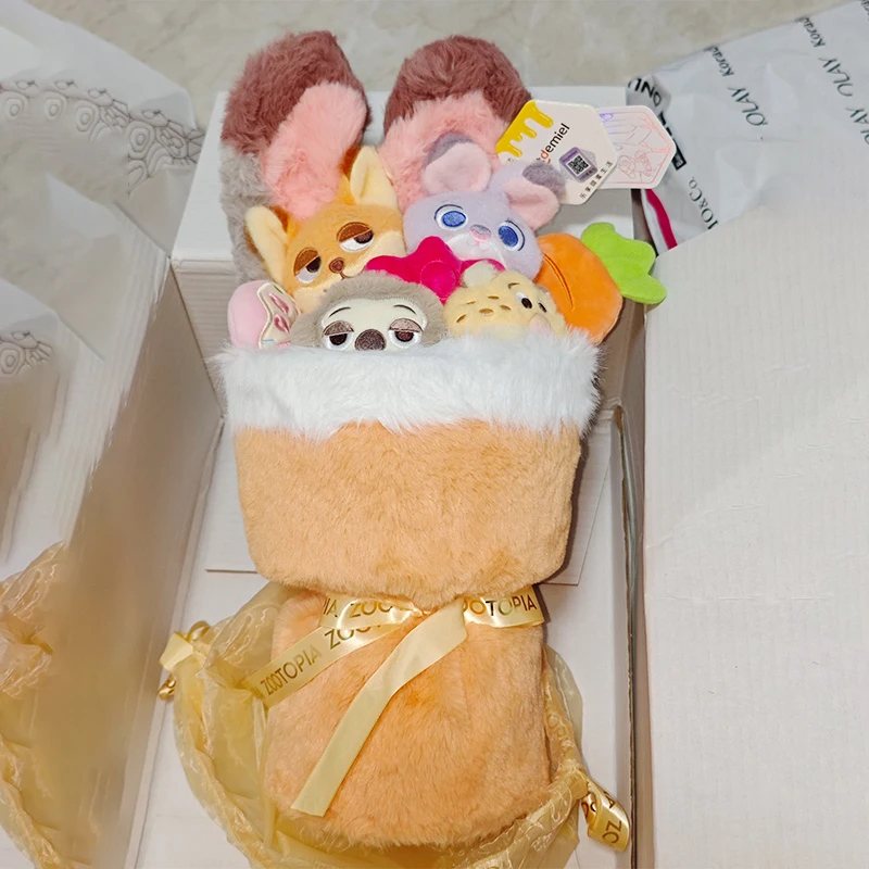 Oryginalny Nowy Bukiet Lalek Disney Zootopia2 Judy Nick Koty Prezent na Boże Narodzenie Urodziny Bukiet Lalek Wieczny Kwiat Pluszowa Zabawka