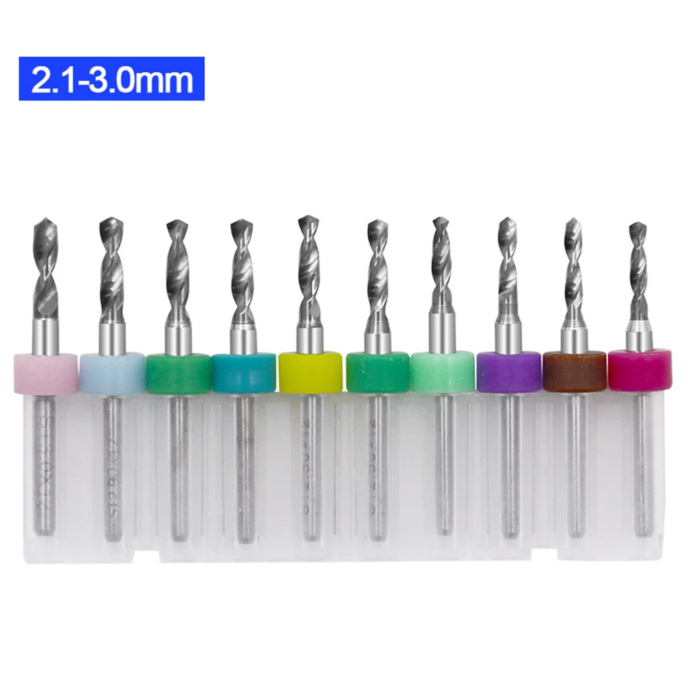 10PC Carbide PCB Drill Bit Set 1/8 Inch Shank Precision Tools For Circuit Board Metal Plastic Copper With 12mm Cutting Length