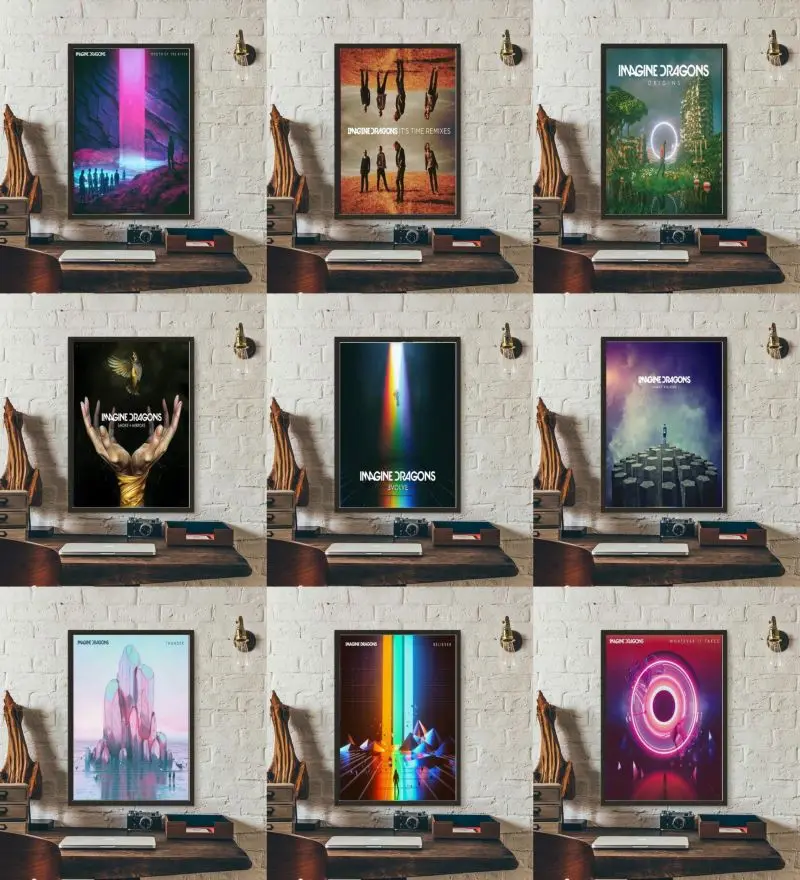 تخيل التنين الموسيقى ألبوم تاريخ غطاء ملصقات الفن حائط لوح رسم الفن يطبع صور لغرفة المعيشة ديكور المنزل الحديث #1