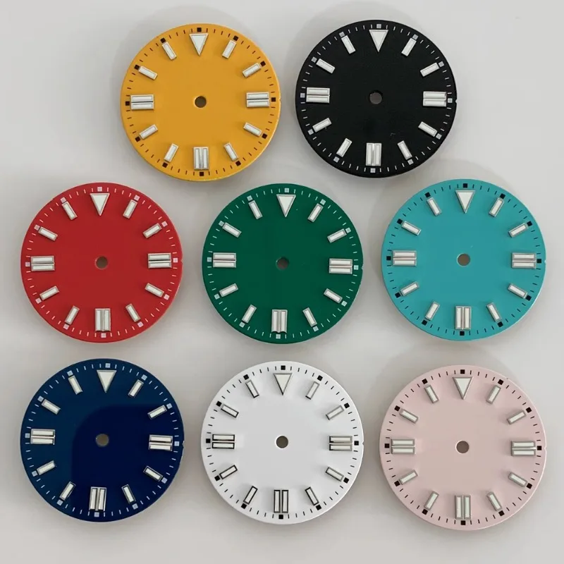 

Enamel literal logo free colored green luminous dial suitable for NH35/ETA2836/8215 installation